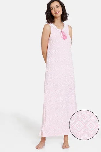 Buy Zivame Batik Bae Knit Full length Nightdress - Prism Pink